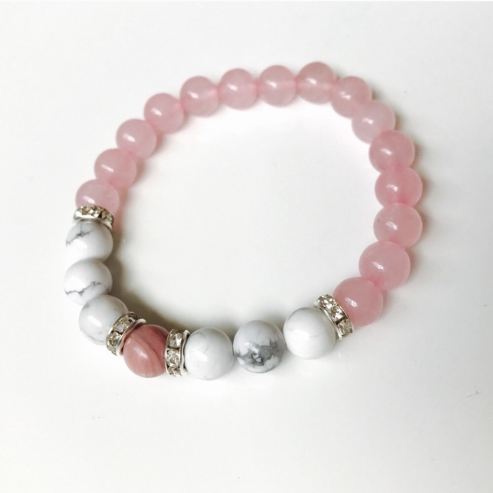 Rose Quartz & White Howlite Mala Bracelet